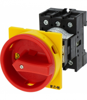 P1-25/V/SVB - Wyłącznik główny, P1, 25 A, montaż pośredni, 3-biegunowe, Funkcja WYŁĄCZNIKA AWARYJNEGO, z czerwonym uchwytem obro