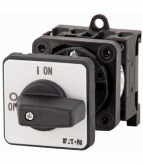 P1-25/Z - Rozłącznik ZAŁ-WYŁ, P1, 25 A, montaż pośredni, 3-biegunowe, z czarnym pokrętłem i tabliczką czołową Eaton 057708