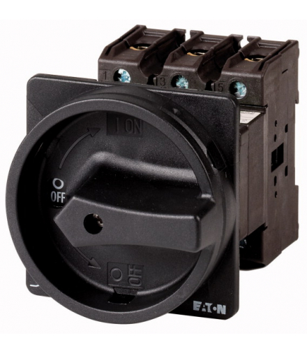 P3-63/V/SVB-SW - Wyłącznik główny, P3, 63 A, montaż pośredni, 3-biegunowe, Funkcja ZATRZYMANIA, z czarnym uchwytem obrotowym i p