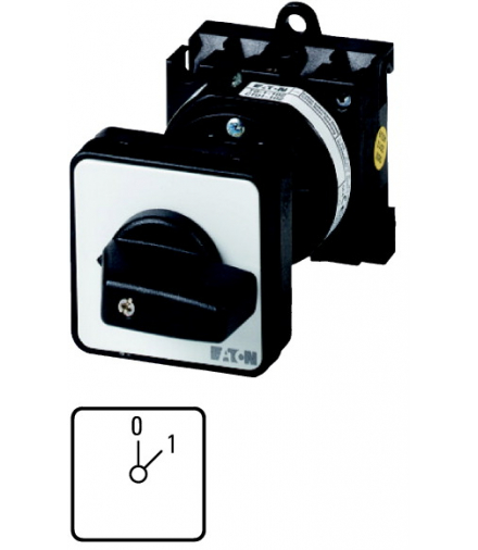 T0-1-15402/Z - Łącznik sterowniczy, 2b, Ie 12A, TC 0-1, 45°, bez samopowrotu, 48x48mm, montaż pośredni Eaton 062584