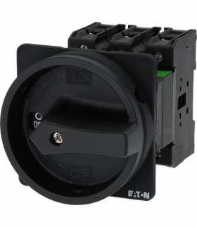 P3-100/V/SVB-SW - Wyłącznik główny, P3, 100 A, montaż pośredni, 3-biegunowe, Funkcja ZATRZYMANIA, z czarnym uchwytem obrotowym i