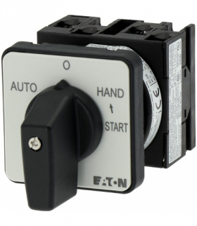 T0-2-15907/E - Łącznik sterowniczy, 4ZZ, Ie 12A, TC AUTO-0-RĘCZNIE-START, 45°, bez samopowrotu/z samopowrotem, 48x48mm, montaż E