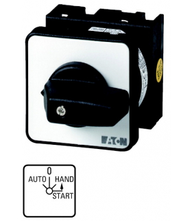 T0-2-15907/EZ - Łącznik sterowniczy, 4ZZ, Ie 12A, TC AUTO-0-RĘCZNIE-START,45°, bez samopowrotu/z samopowrotem, 48x48mm, montaż c