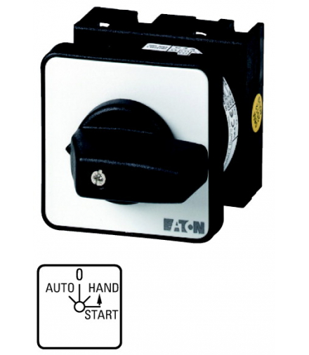 T0-2-15907/EZ - Łącznik sterowniczy, 4ZZ, Ie 12A, TC AUTO-0-RĘCZNIE-START,45°, bez samopowrotu/z samopowrotem, 48x48mm, montaż c