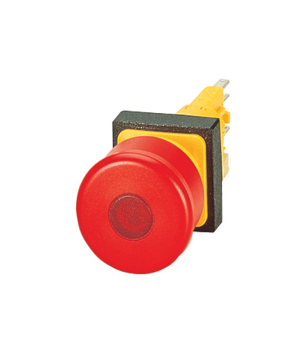 Q25LPV - Przycisk zatrzymania/wyłączenia awaryjnego, RMQ16, kształt grzybka, 28 mm, Podświetlany, Odblokowanie poprzez pociągnię