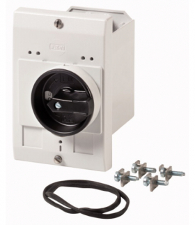 E-PKZ0-G - Obudowa izolowana, E-PKZ0, wys. x szer. x gł. 129 x 85 x 124 mm, do wbudowania, uchwyt obrotowy, czarny/szary, IP55