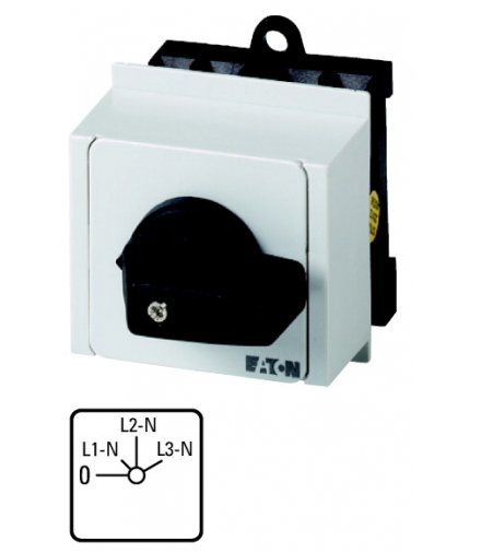 T0-2-15921/IVS - Przełącznik woltomierza, 3b+N, TC 0-faz/N, 45°, 45x45mm, REG Eaton 074456