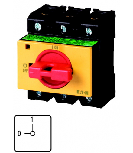 P3-100/IVS-RT - Rozłącznik ZAŁ-WYŁ, P3, 100 A, montaż rozdzielacza, 3-biegunowe, Funkcja WYŁĄCZNIKA AWARYJNEGO, z czerwonym pokr