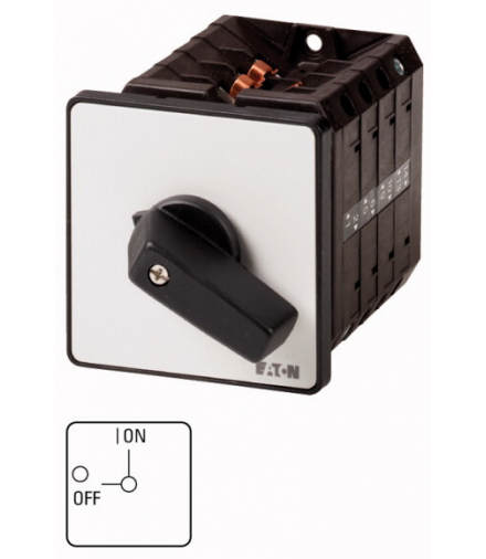 T5B-3-8342/E - Rozłącznik ZAŁ-WYŁ, T5B, 63 A, montaż, 3 Zespół montażowy/zespoły montażowe, 6-biegunowe, z czarnym pokrętłem i t