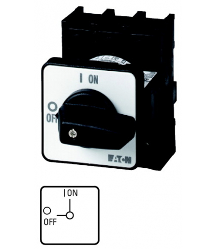 P1-32/E/N - Rozłącznik ZAŁ-WYŁ, P1, 32 A, montaż, 3-biegunowe + N, z czarnym pokrętłem i tabliczką czołową Eaton 093456