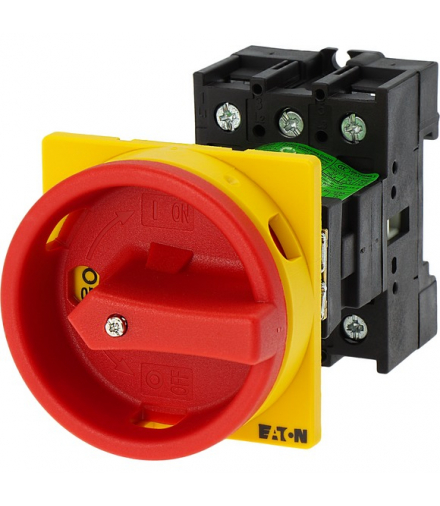 P1-32/V/SVB - Wyłącznik główny, P1, 32 A, montaż pośredni, 3-biegunowe, Funkcja WYŁĄCZNIKA AWARYJNEGO, z czerwonym uchwytem obro