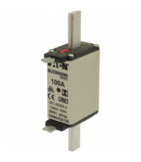 NH FUSE100A 500V GL/GG SIZE 01 - Wkładka bezpiecznikowa, Niskie napięcie, 100 A, AC 500 V, 120 kA, NH01, gL/gG, IEC, sygnalizato