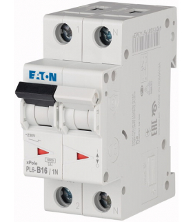PL6-B16/1N - Wyłącznik nadprądowy, 12A, 1b+N, C-Char Eaton 106028