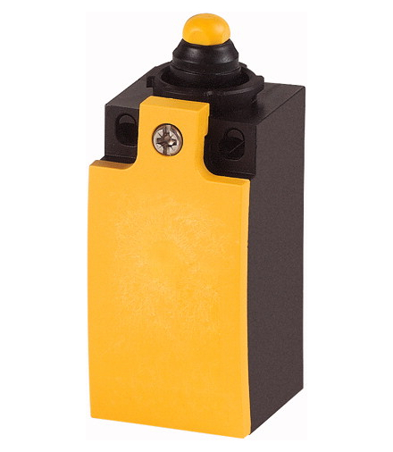 LS-S02 - Łącznik krańcowy, Popychacz kształtowy, Aparat podstawowy, z możliwością rozszerzania, 2 R, zacisk śrubowy, żółty, Twor