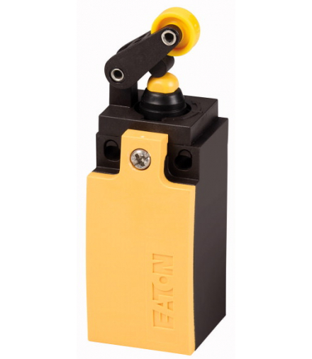 LS-S11/L - Łącznik krańcowy, dźwignia krążkowa, Kompletne urządzenia, 1 zestyk zwierny, 1 R, zacisk śrubowy, żółty, Tworzywo szt