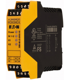 ESR5-NO-21-24VAC-DC - Przekaźnik bezpieczeństwa ZATRZYMANIA AWARYJNEGO/drzwi ochronnych, 24VDC/AC, 2 ścieżek udostępniania Eaton