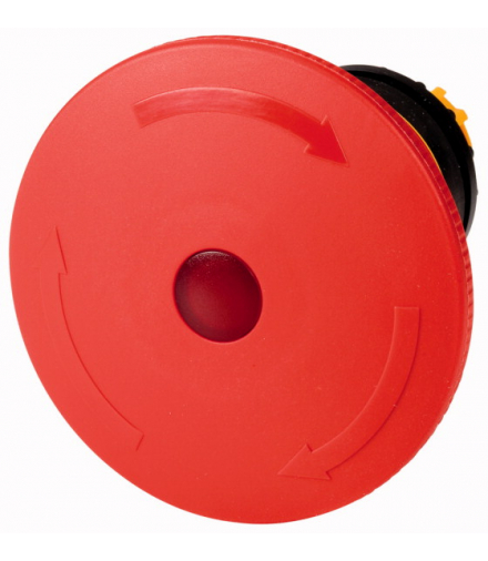 M22-PVLT60P - Przycisk zatrzymania/wyłączenia awaryjnego, RMQ-Titan, Kształt palmy, 60 mm, z oświetleniem diodowym, Odblokowanie