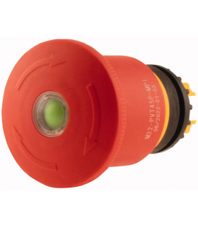 M22-PVT45P-MPI - Przycisk zatrzymania/wyłączenia awaryjnego, RMQ-Titan, Kształt palmy, 45 mm, Bez podświetlenia, Odblokowanie po