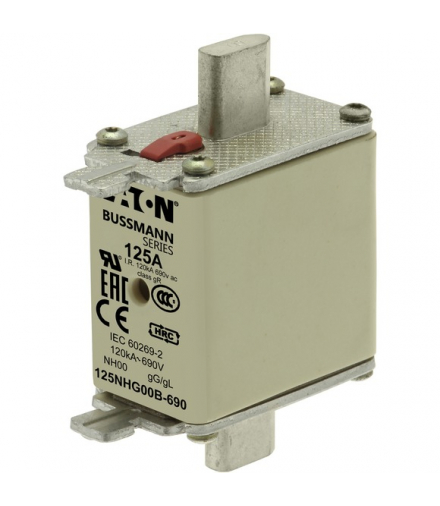 NH FUSE 125AMP 690V gG SIZE 00 - Wkładka bezpiecznikowa, Niskie napięcie, 125 A, AC 690 V, 120 kA, NH00, gL/gG, IEC, sygnalizato