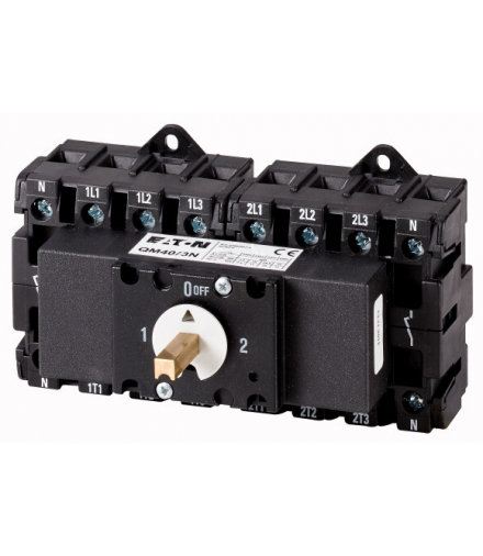 QM40/3N - Przełącznik, QM, 40 A, 2 x 3-biegunowy + N (przełączalne), bez rękojeści, z osią napędową, 6 mm kwadratową Eaton 13199