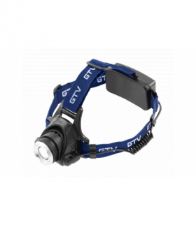 Latarka czołowa LED na baterie 3xAAA, 6W, 350lm, 6400K, 275m, IP44, czarna GTV LT-LC6WT3-60