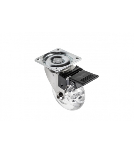 Kółko meblowe Brazylia przezroczyste 50mm (z hamulcem) GTV KM-RD-50-CF