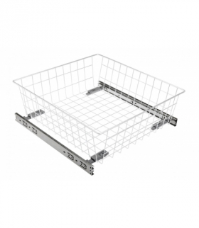 Szuflada regulowana 40, prowadnica rolkowa, wys. 100 mm, biała GTV KO-SRPR100-40-10