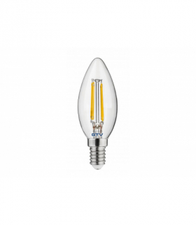 Żarówka LED, FILAMENT, C35, CIEPŁA BIAŁA, E14, 4W, AC220-240V/ 50-60Hz, RA 80, KĄT ŚWIECENI GTV LD-C35FL4-30