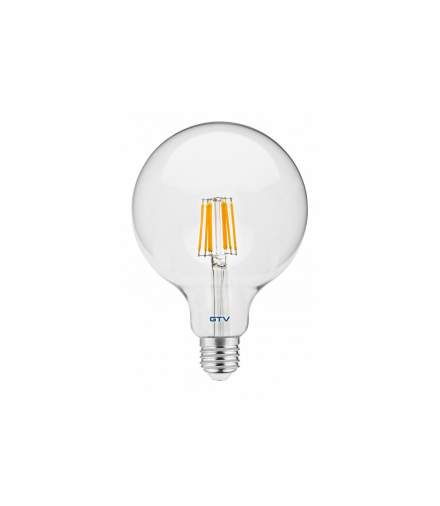 Żarówka LED, FILAMENT, G125, CIEPŁA BIAŁA, E27, 8W, AC220-240V/ 50-60Hz, RA 80, KĄT ŚWIECEN GTV LD-G125FL8-30