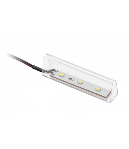 Klip plastikowy oświetlający do półki szklanej 0.25W/12V do zestawu, 3 diody led, przewód 2m, ciepły GTV LD-KLPCB-00