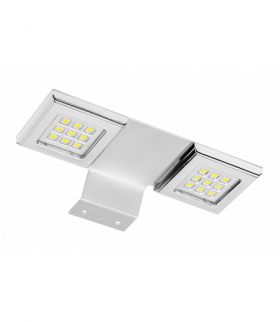 Oprawa ledowa kwadratowa na szafkę podwójna calderon, 12V, 18 led, ciepły biały, chrom GTV LD-NKW18CB-40