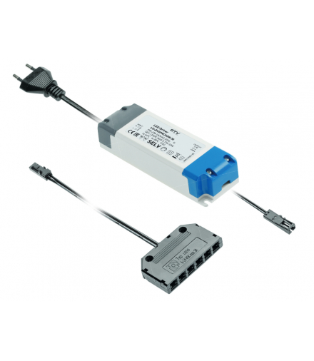 Zestaw zasilający PRO 16W z przewodami bez włącznika i dystrybutorem 6x mini amp GTV LD-ZZAS16PROKD6