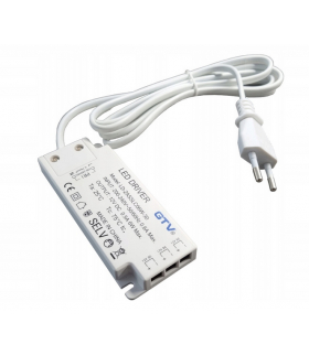 Zasilacz 12V 6W z wbudowanymi gniazdami i przewodem GTV LD-ZASSLC06W-30