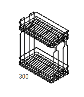 Kosz cargo boczny, montaż do prowadnic kulkowych H45, 2 półki, szafka 300 mm, bez prowadnic ocynk GTV KO-BO300PK-OC