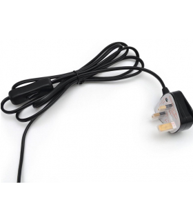 Przewód zasilający z wtyczką brytyjską, 230V AC, 2 metry długości, 2*0.75mm2, kolor czarny GTV KB-UK2MCZ-00
