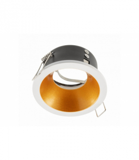 Sufitowa oprawa punktowa ELVA, IP54, okrągła, Ø85x45mm, biała/miedź GTV OP-ELVAOBM-13