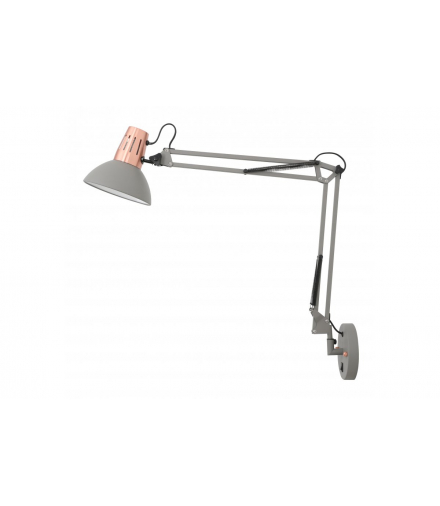 Oprawa ścienna ARTEMIA+ z włacznikiem,2157,AC220-240V,50/60Hz,1*E27, max.40W, IP20,pojedyncza szara GTV OS-ARTW-E27-15-DEC