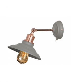 Oprawa ścienna LORET+ z włacznikiem,8229,AC220-240V,50/60Hz,1*E27,max.40W,śr.20cm,pojedyncza szara GTV OS-LORW-E27-15-DEC