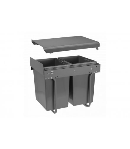 Segregator do śmieci na prowadnicy H45 do szafki 400mm 2x20l antracytowy GTV PB-45-002X20-60A