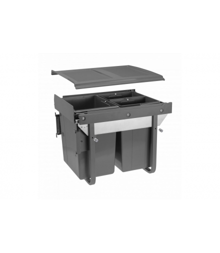 Segregator do śmieci z mocmowaniem przednim na prowadnicy H45 20l+2x10l do szafki 450 antracytowy GTV PB-45-450MF202X10-60A