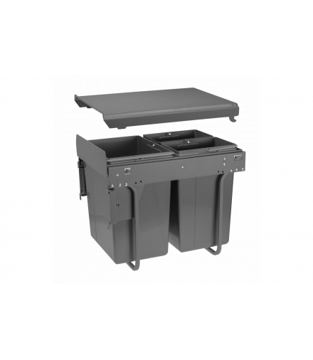 Segregator do śmieci z mocowaniem przednim na prowadnicy H45 do szafki 400mm 20l+2x10l antracytowy GTV PB-45-MF202X10-60A