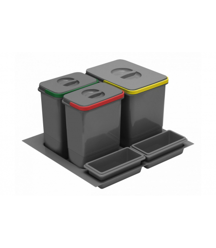 System pojemników MULTINO 600 1X15L+2X7L+2 brytfanki ANTRACYT GTV PB-91114100B5-A