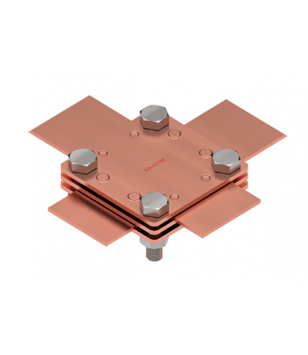 Złącze krzyżowe 3 płytki, 4xM8, B do 30 mm /CU/ TYP AN-03D/CU/