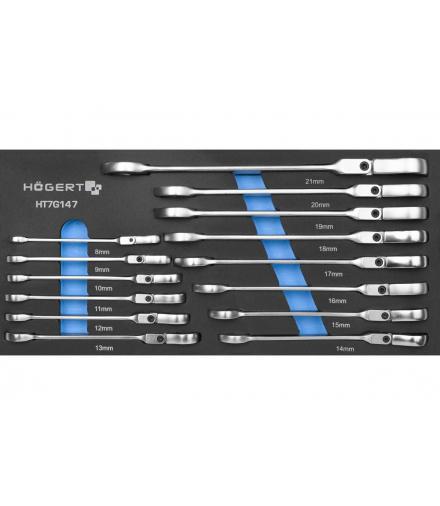 Klucze pł-oczkow z przegubem 14 szt. Hogert HT7G147