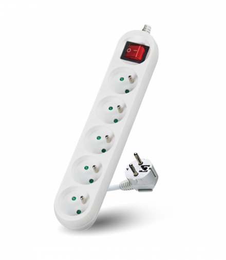 Przedłużacz LINEA 5-gniazd 3 metry z uziemieniem i wyłącznikiem KOBI LIGHT KGLAZW5G3M