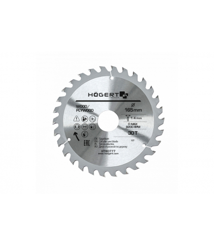 Tarcza pilarska 165x30Tx30 Hogert HT6D777