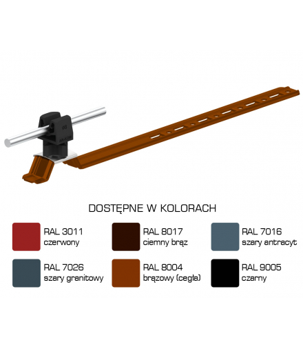 Uchwyt dachówkowy uniwersalny Z-zatrz. L 28cm,H 3,5cm /LA/ czarny TYP AN-19KPN/LA/C-N