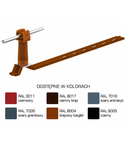 Uchwyt dachówkowy uniwersalny Z-zatrz. L 28cm,H 7cm /LA/ brąz TYP AN-19KP/LA/-N