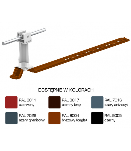 Uchwyt dachówkowy uniwersalny Z-zatrz. L 28cm,H 7cm /LA/ szary TYP AN-19KP/LA/S-N