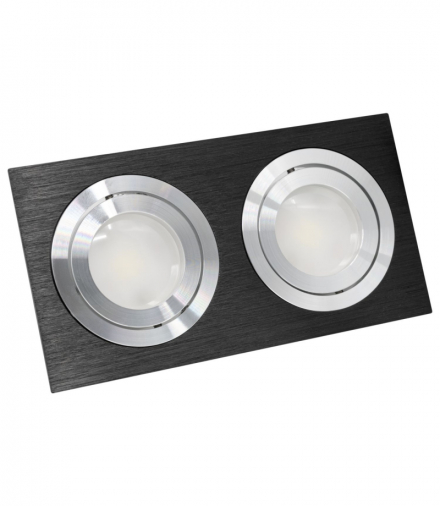 RAMKA DEKORACYJNA OPRAWY DO WBUDOWANIA PODWÓJNA MR16 KWADRAT RUCHOMA CZARNY ANLUX 0104001